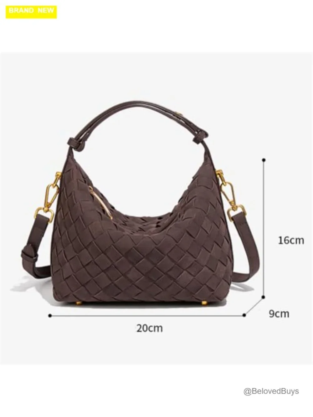 Faux Suede Woven Hobo Bag Shoulder Tote Crossbody Slouchy Handbag